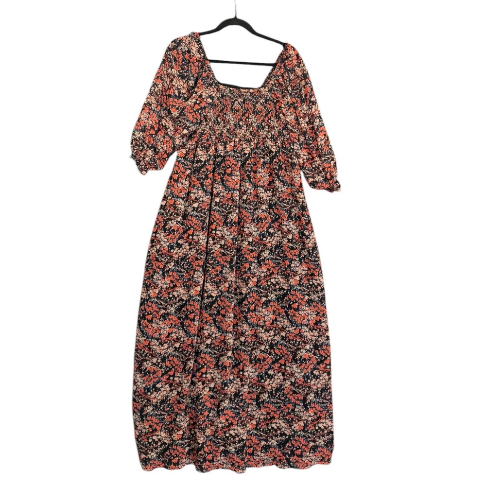 Destination Maternity Babydoll Floral Smocked Maxi Dress Medium Cottagecore